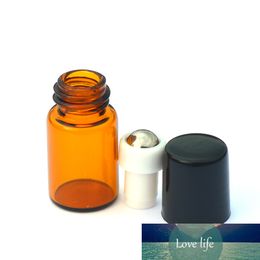 10pcs Roll Amber Glass Bottle Small Roll-on Refillable Essential Oil Sample 2ml Bottle with Metal Roller Plastic Cap