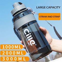 1 /1.5/2/3L Sports Plastic Water Bottles Large Capacity Portable Outdoor Travel Camping Bicycle Fitness Coffee Tea Drink Bottles 201106