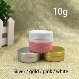 10g Empty Aluminum Jar Gold Silver White Pink 10ml Lip Balm Container Lotion Cream Sample Travel Small Bottle Free Shippingfree shipping it