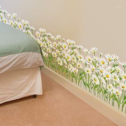 [shijuekongjian] Daisy Wall Sticker Grass Baseboard Stickers flower Mural Decals for Kids Room Baby Bedroom Decoration1