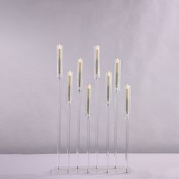 No candle including)Tall 8 heads Candelabra Crystal Candelabrum Wedding Centerpieces Acrylic Clear Candle Holder senyu495