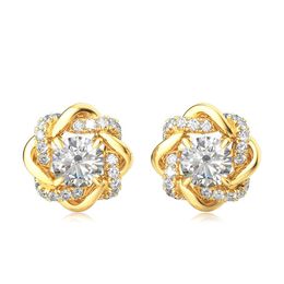 Certified 2 Carat Moissanite Earrings Stud For Women Wedding Engagement 100% 925 Sterling Siver Gold Plated Diamond Jewelry Gift