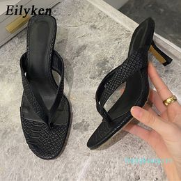 Eilyken 2022 Brand Women Slipper Summer Outdoor Sandal Slip On Flip Flop Ladies Thin High Heels Slides Elegant Women Shoes 220224