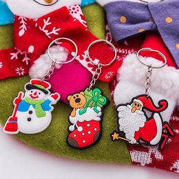 hot Korean cartoon Keychain Santa Claus Keychain men and women Christmas Lovers key ring pendant Christmas Decorations T2I51553