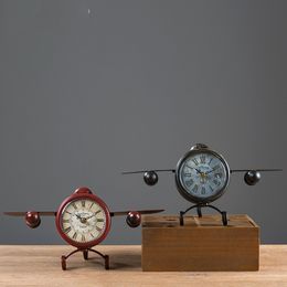 Metal Vintage Aeroplane Table Clock, 7.5" LJ201204