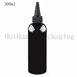 30pcs 300ml empty black cosmetic lotion plastic bottles with twist top cap,10 oz glue bottle,liquid packaging containers