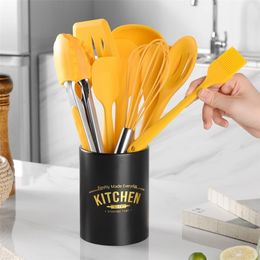 Silicone Cooking Utensils Set Food Grade Non Stick Butter Scraper Brush Eggbeater Cake Baking Set With Storage Box Kitchen Tools 201223