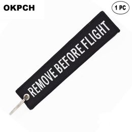 Key Fobs Chains Jewellery Red Embroidery Remove Before Flight Keyring Gift for Friends PK0096