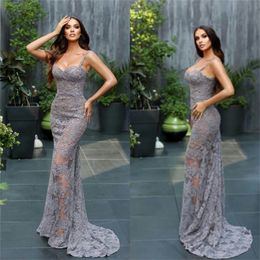 Real Image Evening Dresses Sexy Sleeveless Full Appliqued Lace Mermaid Spaghetti Strap Prom Dresses Custom Made Pageant Gown