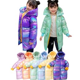 2020 new children's baby down cotton jacket middle long bright Colour cotton padded jacket for boys and girls winter wear LJ201017