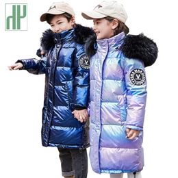 -30 Russian Boys winter jacket for girls Down Kid Teenager Outerwear waterproof coat parka children real fur clothing snowsuit LJ201017