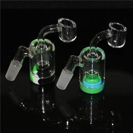 hookahs 14mm 18mm Glass Ash Catcher with 7ml Silicone Container Reclaimer Male Female Ashcatchers for Quartz Banger Water Bongs Dab Rigs