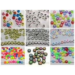 250 Assorted Acrylic Alphabet Letter Coin Beads 4X7mm Jewelry Craft Funny Beads Y200730