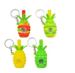 wholesale hand pipe spoon silicone smoking hookah small oil burner pipes glass bong pyrex Colourful with keychain and