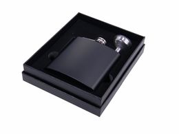 2021 black 6oz stainless steel hip flask in black gift box packing ,Foam inner