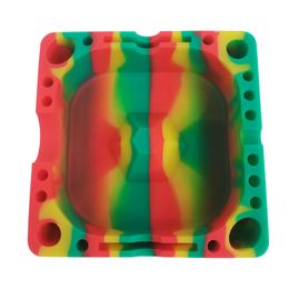 Silicone Dabs Ashtray With Poker Holes Slot 5 Inch Unbreakable Dry Herb Cigarette Cigar Indoor Ashtrays