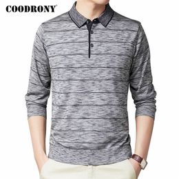 COODRONY Striped Sweater Men Spring Autumn Knitwear Pullover Shirt Men Clothes Business Casual Turn-down Collar Pull Homme C1086 201117