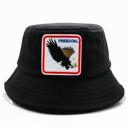 Cloches Animal Embroidery Cotton Bucket Hat Fisherman Outdoor Travel Sun Cap Hats For Kid Men Women1