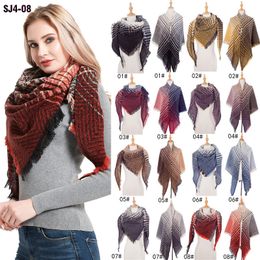 Women Men Autumn Winter Large Scarf Long Tassels Bright Colourful Striped Knit Thick Neck Warm Casual Square Shawl Wrap Blanket YL0181