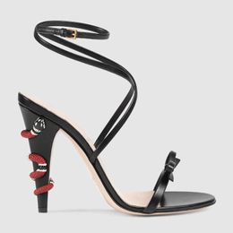 Moda-Seksi Kadınlar Yüksek Topuklu Ayakkabı Altın Metal Yılan Topuk Sandalet Bayanlar Bayanlar Ayak Bileği STTAP Slingback Gladyatör Ayakkabı Kadın Parti Düğün