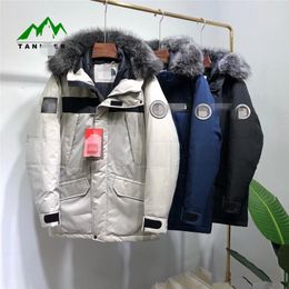 TANLUER men winter coat outdoor men's Detachable fur collar luxury jacket 80% Goose down LJ201009