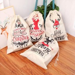 64*47cm Xmas Sack Reindeers Santa Claus Sack Christmas Gift Drawstring Bags Large Deer Elk Storage Bag Kids Candy Gift Bags LX3538