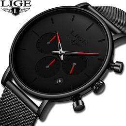 Wristwatches Bayan Kol Saati LIGE Mens Women Watches Luxury Sport Ultra-thin Wrist Watch Men's Fashion Casual Date Gift Clock+Box