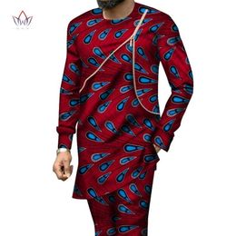 Autumn African Mens Pant Set Traditional Top and Trousers Set Dashiki African Wax Print Clothing Plus Size Pant Suits LJ201126
