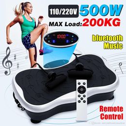 200KG441LBS Exercise Fitness Slimming Vibration Machine Trainer Plate Platform Body Shaper Remote Control with Resistance Bands