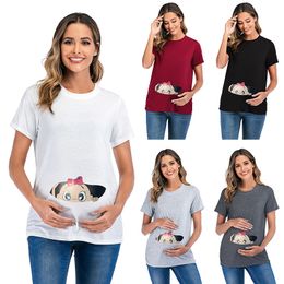 2020 Spring Summer Women 3D T-Shirt Maternity Christmas Tees Long Sleeve Lovely Baby Ass Print T Shirt Pregnant Tops Clothes LJ201119
