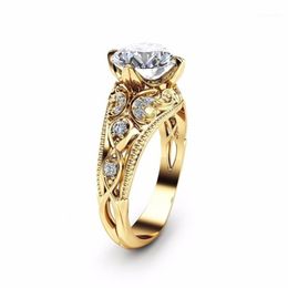 Cluster Rings 14K Yellow Gold Diamond For Women Anillos Wedding Jewellery Gemstone Bijoux Femme Jewellery Bizuteria Engagement Homme1