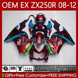 Injection Fairings For KAWASAKI NINJA EX ZX 250R EX250 ZX250 R 2008 2009 2010 2011 2012 Bodywork 81No.145 ZX250R Wine red EX250R 08-12 ZX-250R 08 09 10 11 12 OEM Body