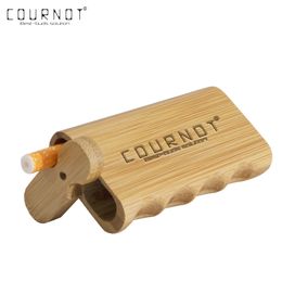 COURNOT Natural Bamboo Dugout With Ceramic One Hitter Bat Pipe 48*103MM Mini Bamboo Dugout Box Smoke Hand Pipes Accessories