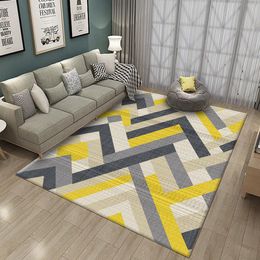 geometric coffee table Australia - Carpets Yellow White And Grey Striped For Home Living Room Bedroom Nordic Geometric Sofa Rug Coffee Table Floor Mat Study