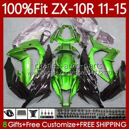 Injection Mould For KAWASAKI Body NINJA ZX 10R 1000CC 10 R 2011-2015 101No.14 ZX-10R ZX1000 C ZX10R 11 12 13 14 15 ZX-1000 2011 2012 2013 2014 2015 OEM Fairing glossy green blk