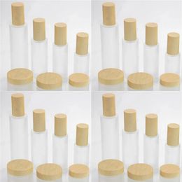 Diy Lotion Pump Cream Containers Empty Perfume Cosmetic Jars Emulsion Wood Grain Cover Frosted Glass Bottles Clean New Arrival 2 83fy F2