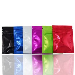200Pcs 6x8CM Smooth Aluminum Foil Zip Lock Packaging Bag with Tear Notch Heat Sealable Snack Retails Crafts Storage Bag 201021