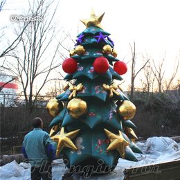 Outdoor Christmas Decorations Giant Inflatable Xmas Tree Model Balloon 6m Green Air Blown Winter Tree With Balls