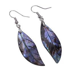 Leaf Dangle Drop Abalone Shell Earrings Natural Paua Boho Chic Ocean Side Beach Jewellery 5 Pairs