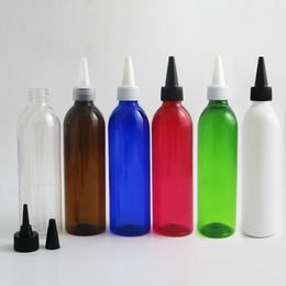 20 X 250ML 8OZ Empty Amber Blue Clea Red Pet Plastic Bottle With Spout Lids 16oz Big Cream Container