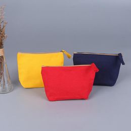 Sublimation Blank Cosmetic Bag Candy Colour Women Zipper Handbag Canvas Storage Pouch Makeup Bag Coin Purse Card Holder OEM Available YG871