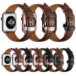 Genuine Leather Watch Band Replacement Smart Watch Strap For Apple Watch Series 1 2 3 4 5 6 7 8 SE Men Women Watch Wrist Band