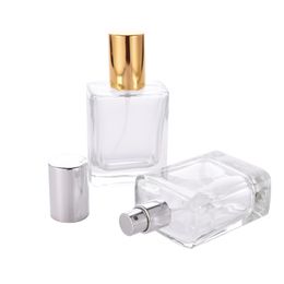 high quality glass perfume bottle atomizer perfume bottle transparent Spray cosmetic bottles crystal transparent square 30ml V3
