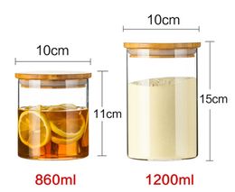 Glass Storage Tank Container Kitchen borosilicate Grain Organizer Jar With Bamboo Lid Sealed Containers tea canister GGA3790