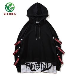 Oversized Autumn Winter Popular Fake Two-piece Personality Hooded Sweatshirt Youth Hip-hop Male Female Cotton Hoodie 201020