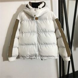 7123 Luxury Designer Women's Autumn Winter F Letter Ribbon Splicing Hooded Cotton Jacket Many Colour Double-Sided Wear 211216