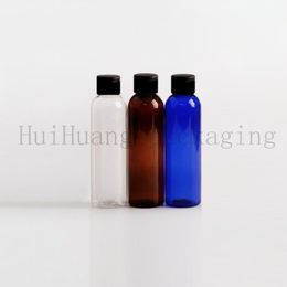 50pcs 150ml empty brown blue clear cosmetic plastic bottle with flip top cap,150cc makeup container,Shower Gel