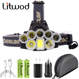 Powerful Headlamp Headlights Led Bulbs Litwod USB Rechargeable 18650 Battery Head Flashlight Torch Lamp Waterproof 5000 Lumens Z30