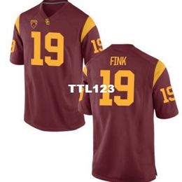 Cheap 3740 USC Trojans Matt Fink #19 real Full embroidery College Jersey Size S-4XL or custom any name or number jersey