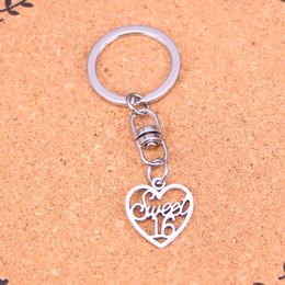 Fashion Keychain 21*19mm heart sweet 16 Pendants DIY Jewelry Car Key Chain Ring Holder Souvenir For Gift